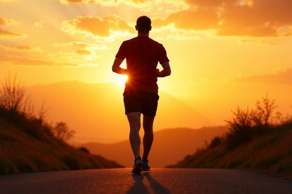 Immagine di un uomo che corre all'aperto, simbolo di attività fisica e stile di vita sano.