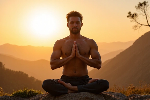 Immagine di un uomo che pratica yoga all'aperto, simbolo di equilibrio e benessere mentale.
