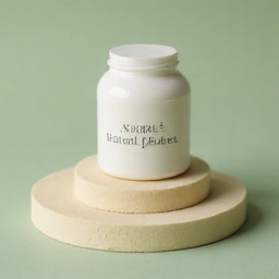 Confezione elegante di integratore naturale con tonalità pastello