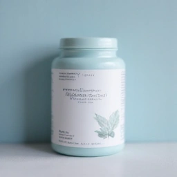 Confezione elegante di integratore naturale con tonalità pastello